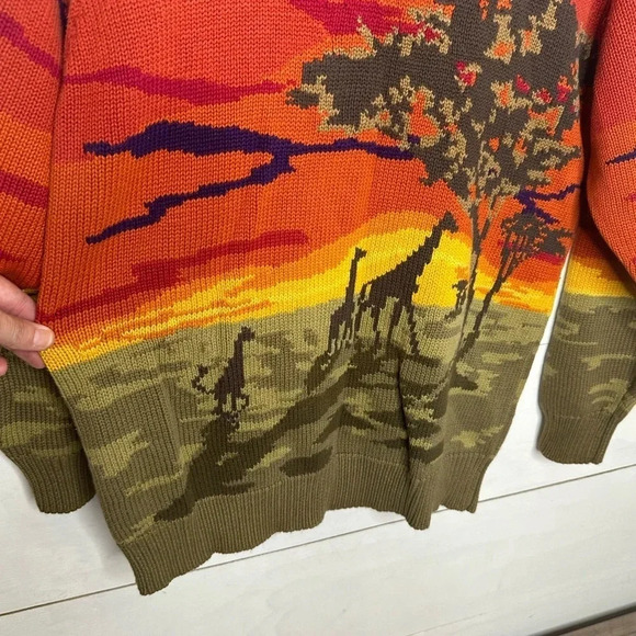 Vintage JH Collectibles Giraffe Serengeti Pullover Knit Sweater - Size Medium - Picture 3 of 7